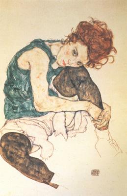 Egon Schiele Seated Woman with Bent Knee (nn03) oil painting image